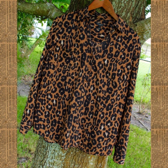 Talbots Tops - talbots leopard button-up
